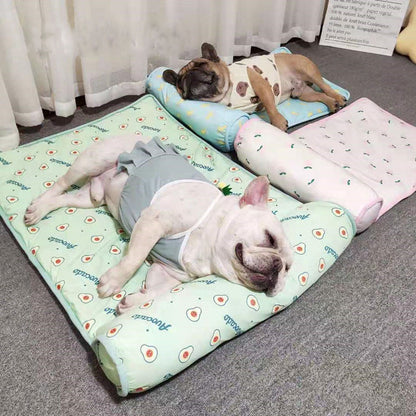 Tapis Fraîcheur en Soie de Glace pour Animaux - Design Fruit