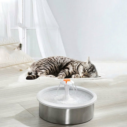 Fontaine à Eau en Acier Inoxydable 2.2L pour Chiens et Chats