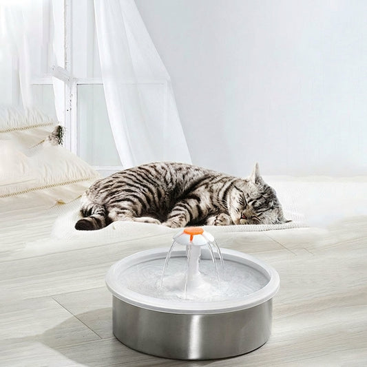 Fontaine à Eau en Acier Inoxydable 2.2L pour Chiens et Chats
