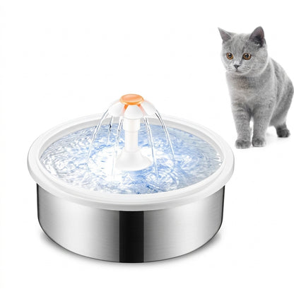 Fontaine à Eau en Acier Inoxydable 2.2L pour Chiens et Chats